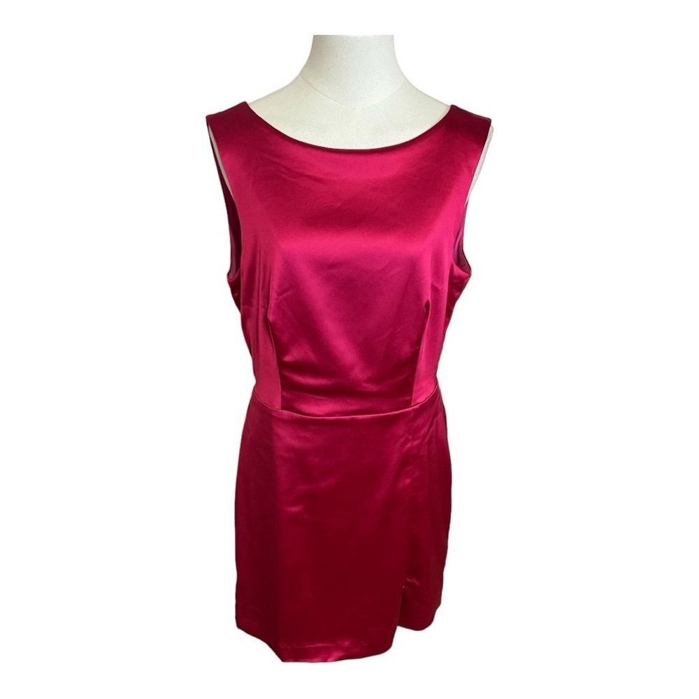 HOUSE OF HARLOW 1960 Hot Pink Mini Satin Dress‎ V Plunge Back Slit Size 10 Party - Picture 5 of 11